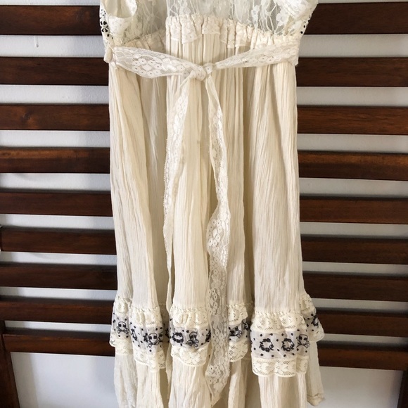 Free People - Lace, High Neck, Gauzy Cotton Dress - Picture 6 of 8